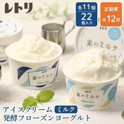 プレミアムミルクアイス×11個とフローズンヨーグルト×11個セット12カ月定期便【1115802】