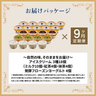 【定期便:全9回】北海道アイスクリーム3種×18個とフローズンヨーグルト4個セット【1115901】