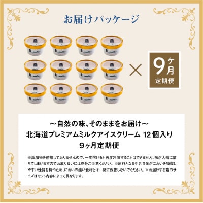 【無添加】 【定期便:全9回】北海道 プレミアムミルクアイスクリーム×12個【1105102】