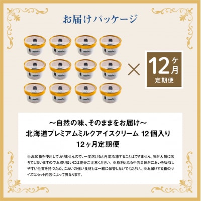 【定期便:全12回】【無添加】北海道 プレミアムミルクアイスクリーム×12個【1105202】
