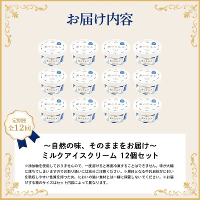 【定期便:全12回】【無添加】北海道 プレミアムミルクアイスクリーム×12個【1105203】