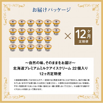 【定期便:全12回】【無添加】 北海道 プレミアムミルクアイスクリーム×22個【1106002】