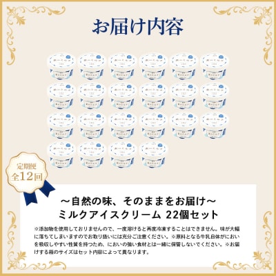 【定期便:全12回】【無添加】 北海道 プレミアムミルクアイスクリーム×22個【1106003】