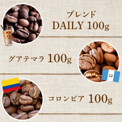 ONUKI COFFEEマイルド100g(豆)×3種【3505101】【2700201】