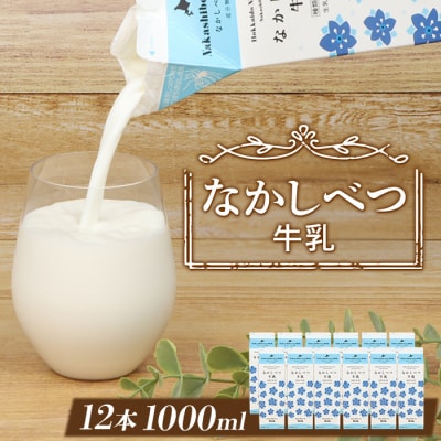 北海道なかしべつ牛乳 1L×12本【1401603】