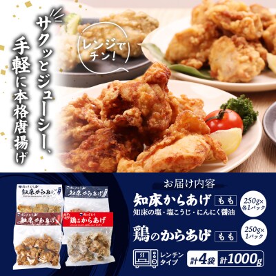 【レンジで簡単】知床からあげ【知床の塩・にんにく醤油・塩麹】鶏のからあげ 1kg【3502201】