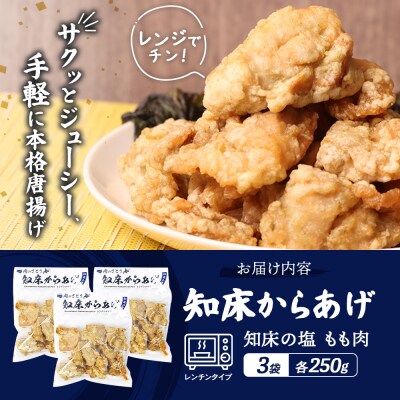 【レンジで簡単】知床からあげ【知床の塩】 もも肉750g(250g×3パック)【3500402】