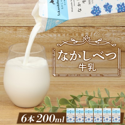 北海道なかしべつ牛乳 200ml×6個【1402502】