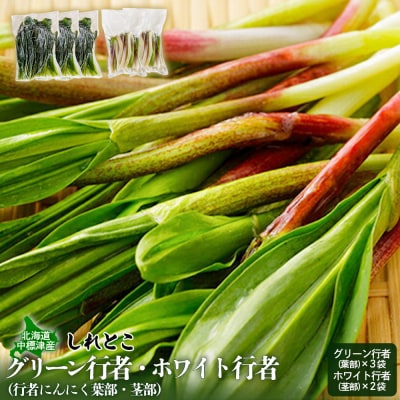 行者にんにくグリーン行者・ホワイト行者　計5袋(葉部・茎部)【2001001】