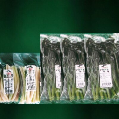 行者にんにく3袋(葉部・茎部)グリーン行者×2袋 ホワイト行者×1袋【2001901】