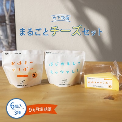 竹下牧場 【定期便9ヶ月】まるごとチーズセット 計560g【24024】