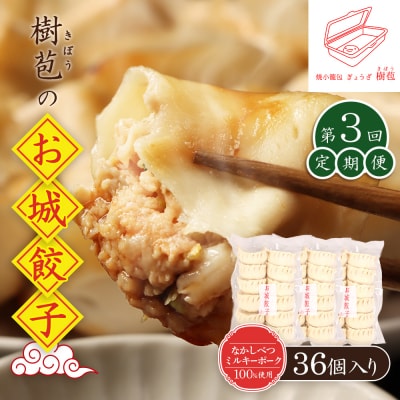 【定期便:3回】【なかしべつミルキーポーク100%使用】 樹苞 お城餃子36個【53015】