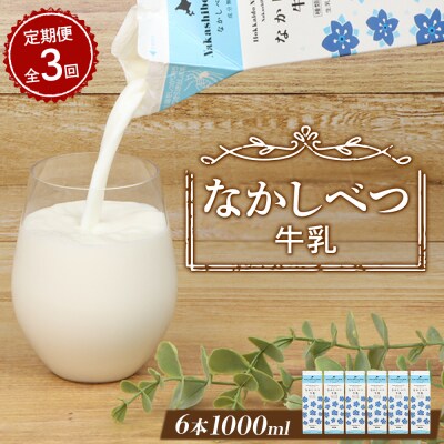 【定期便:全3回】北海道なかしべつ牛乳 1L×6本【1405202】