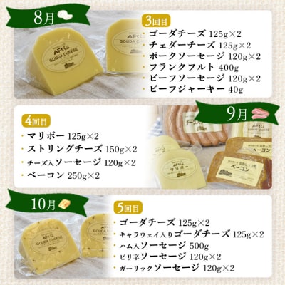 【数量限定】【定期便:全5回】職人手作りチーズ・ソーセージ定期便 前期(全17種)【1700301】