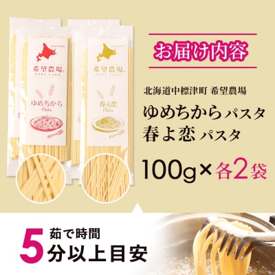 北海道中標津町産「春よ恋」パスタ・「ゆめちから」パスタ 各2袋(合計4袋)【82005】