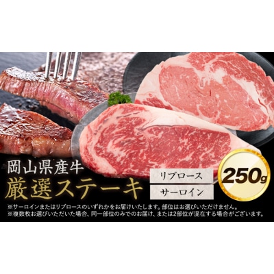 岡山県産牛 ステーキ サーロインorリブ 交雑牛 250g《60日以内に出荷予定(土日祝除く)》