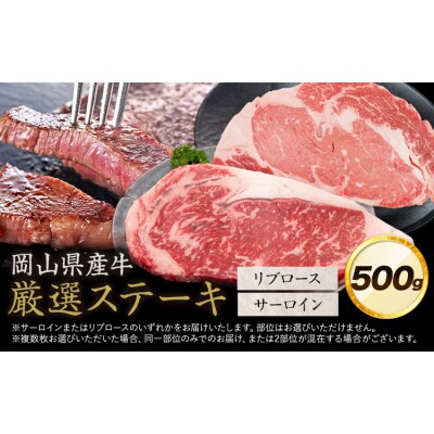 岡山県産牛 ステーキ サーロインorリブ 交雑牛 500g《60日以内に出荷予定(土日祝除く)》