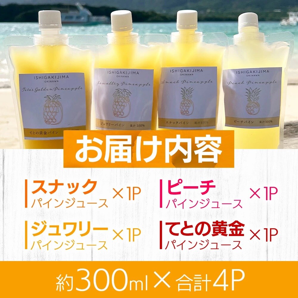 《2025年5月中旬以降順次発送》 完熟パイン果汁100%!!濃厚ジュース4種のよくばりセット!