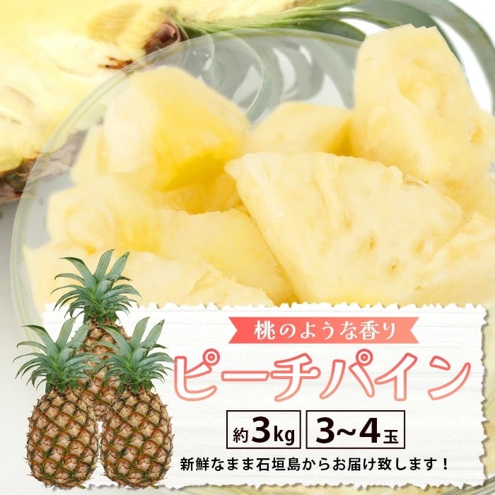 【先行受付】《2025年5月中旬頃より順次発送》石垣島産 ピーチパイン 3～4玉セット 約3kg