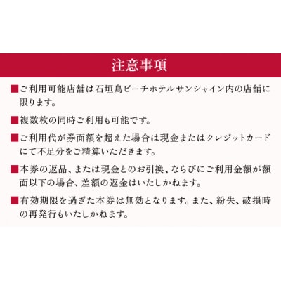 石垣島ビーチホテルサンシャイン　ホテル利用券