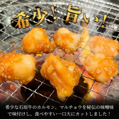希少な特選石垣牛のホルモンをご家庭で!!秘伝の味噌味マルチョウ300g×4パック