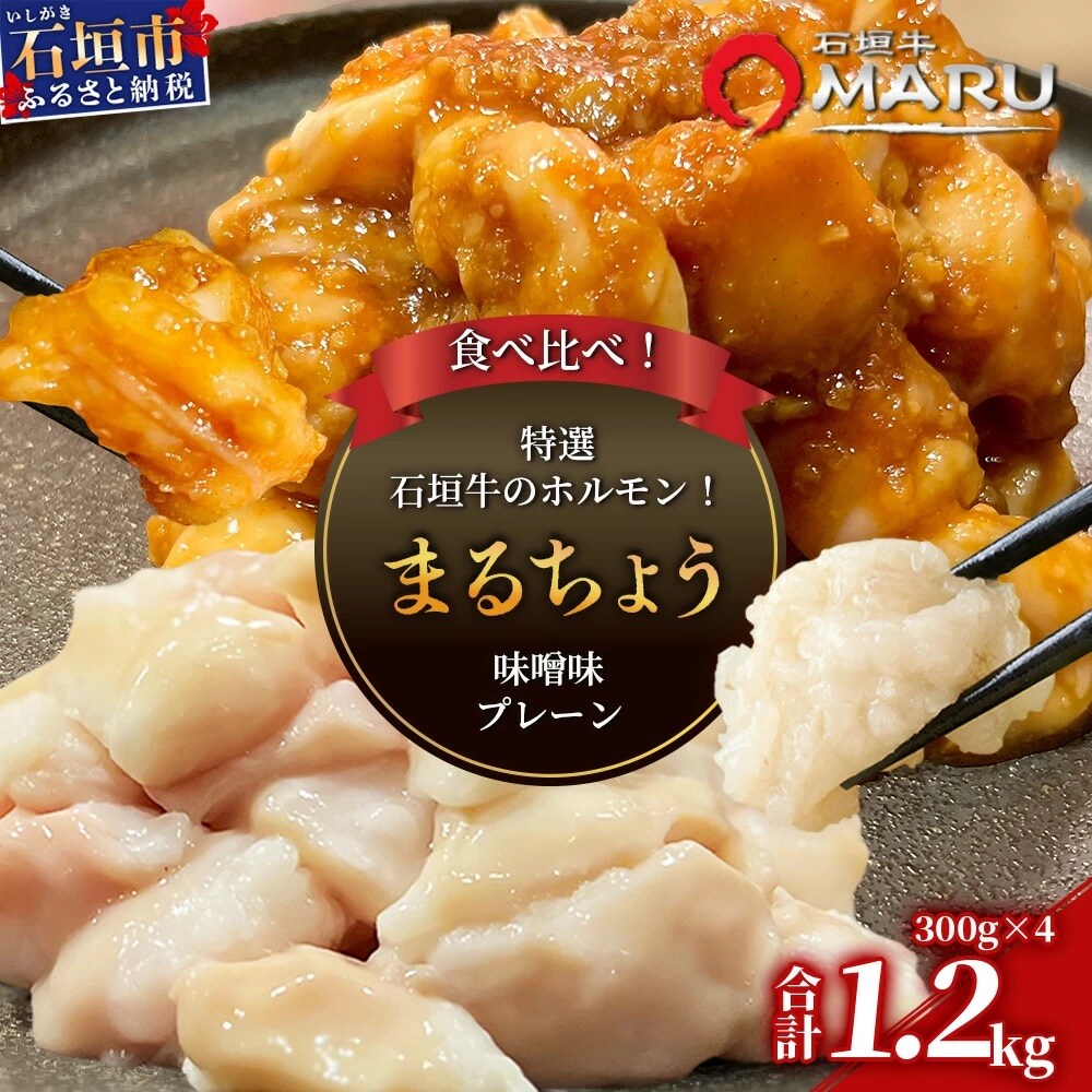 希少な特選石垣牛のホルモンをご家庭で!!マルチョウ300g×4パック 食べ比べセット