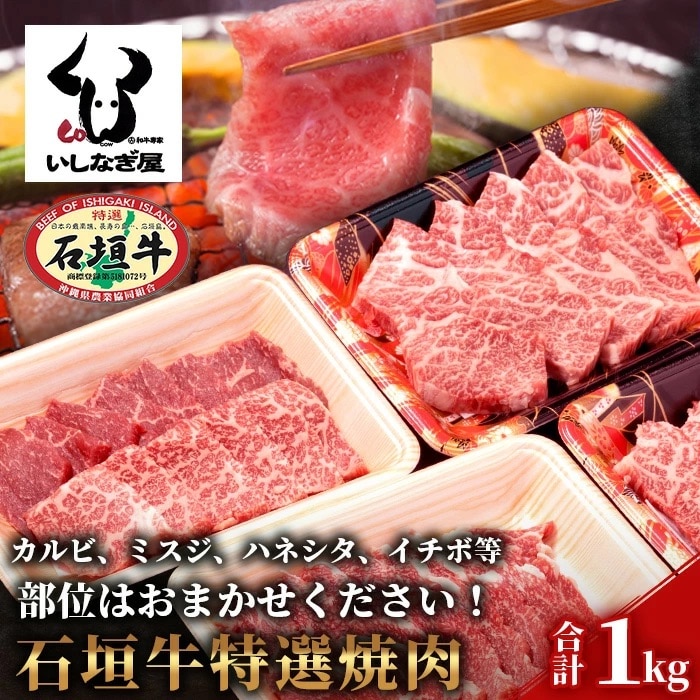 石垣牛特選焼肉1kg(いしなぎ屋)【 特選肉 肉 高級 黒毛和牛 和牛 牛 】AB-17