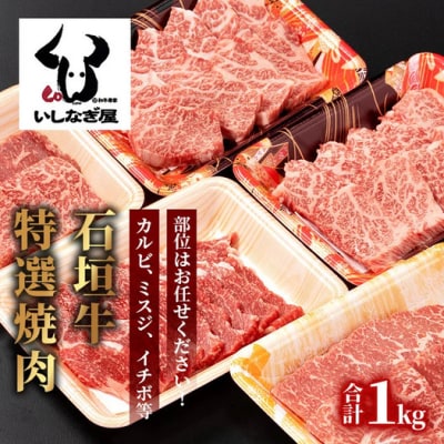 石垣牛特選焼肉1kg(いしなぎ屋)【 特選肉 肉 高級 黒毛和牛 和牛 牛 】AB-17