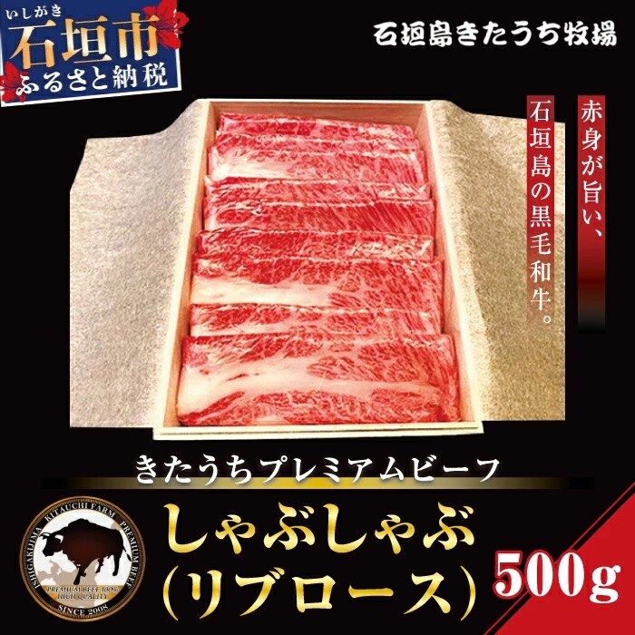AM-6-1 きたうちプレミアムビーフ　しゃぶしゃぶ(リブロース)500g