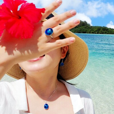 石垣焼 シルバースライドプチネックレス