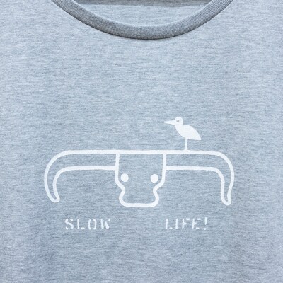 オリジナルTシャツ 水牛&サギ レディースTシャツ【グレー】【レディース】