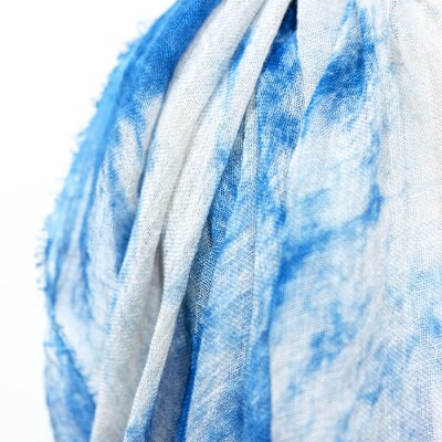 石垣島の藍染工房 島藍農園 大判リネンストール(マダラ) KB-168-mada