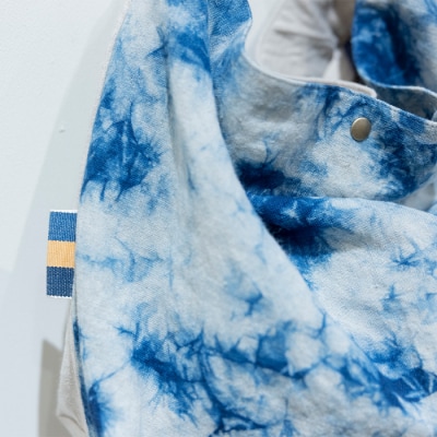 【石垣島の藍染工房】バッグ リネンワンショルダーバッグ【カラー:絞り染め柄】