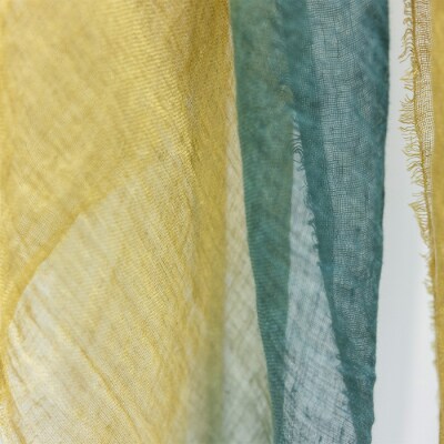石垣島の藍染工房 島藍農園 大判リネンストール(藍福黄グラデーション) KB-177-ai