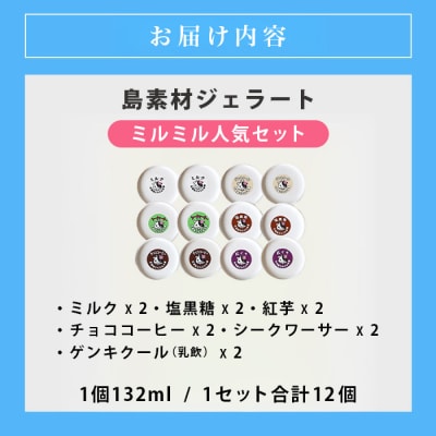 石垣島ミルミル本舗　ミルミル人気ジェラートセット(132ml×12個)