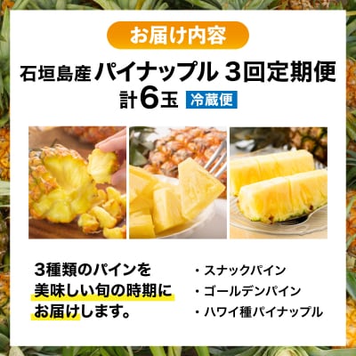 【定期便3回】石垣島産 パイナップル3種 計6玉【2026年 5月頃・6月・7月頃お届け】