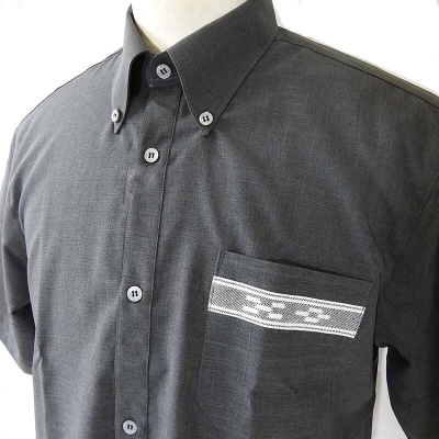 みんさウェア ボタンダウン(ダークグレー) 男性用 Mサイズ AI-30