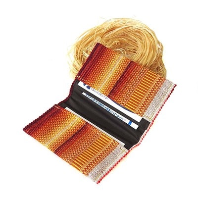 手織みんさマウスパッド(夕日)・名刺入れ(夕日)セット AI-29-1