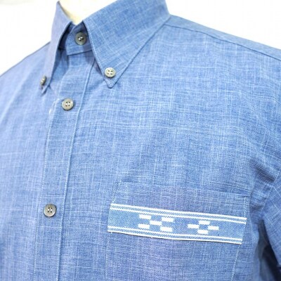 みんさウェア ボタンダウン(薄青) 男性用 Lサイズ
