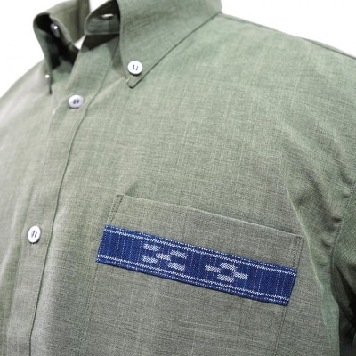 みんさウェア ボタンダウン(抹茶) 男性用 LLサイズ