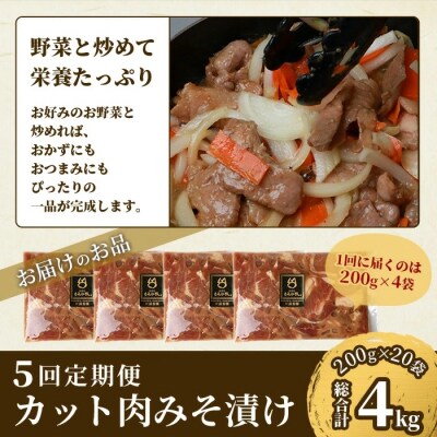 【5回定期便】【石垣島ブランド豚】もろみ豚 カット肉 味噌漬け 合計4kg