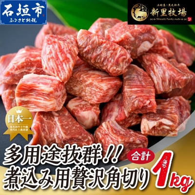 石垣島産 黒毛和牛 新里牛 多用途抜群!煮込み用贅沢角切り(500g×2) 合計1kg以上