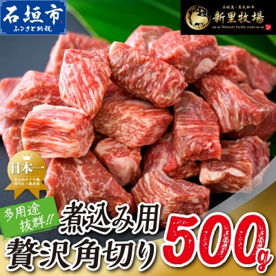 石垣島産 黒毛和牛 新里牛 多用途抜群!煮込み用贅沢角切り(500g×1) 500g