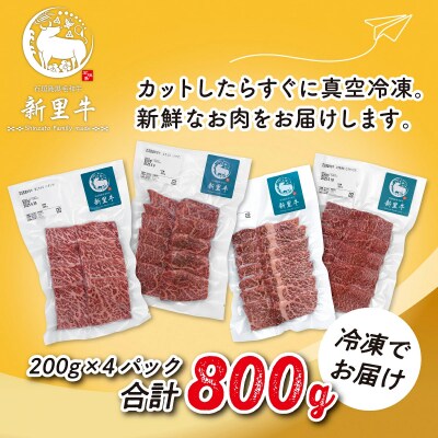 石垣島産 黒毛和牛 新里牛 焼き肉4種食べ比べ 特上カルビ・上カルビ・特上赤身・上赤身 合計800g