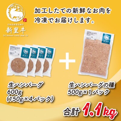 石垣島産 黒毛和牛 新里牛 職人手ごね生ハンバーグ600g & 職人手ごね生ハンバーグの種500g