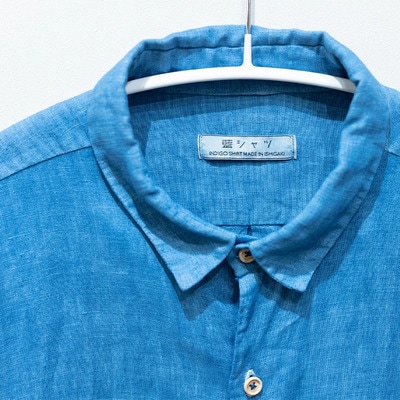 【石垣島の藍染工房】長袖シャツ【カラー:ブルー】【サイズ:Sサイズ】