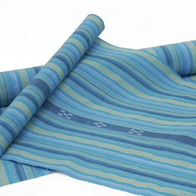 AZ-84 みんさー織 総手織りボタンダウンシャツ(ニライカナイBL)Lサイズ