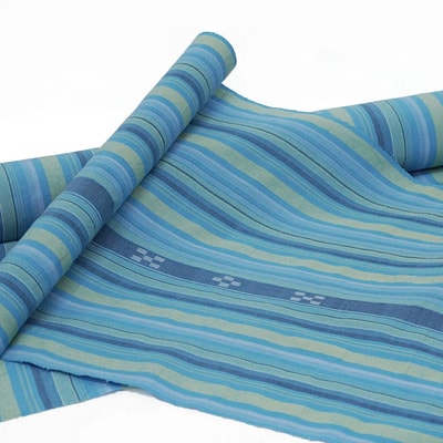 AZ-85 みんさー織 総手織りボタンダウンシャツ(ニライカナイBL)LLサイズ