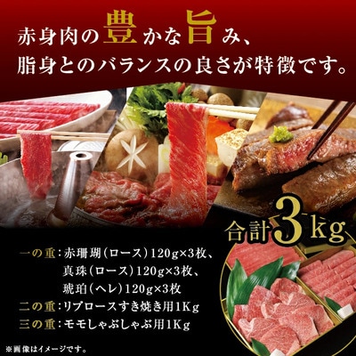 きたうち牧場プレミアムビーフ宝石箱 合計3kg AM-1