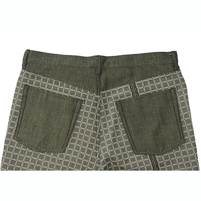 みんさー織 総手織りパンツ(楕円ヒチガーラ グレイッシュ)Lサイズ AZ-66-1